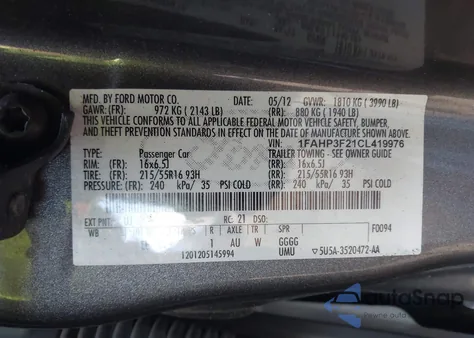 2012 Ford Focus Se from USA, damaged, VIN 1FAHP3F21CL419976